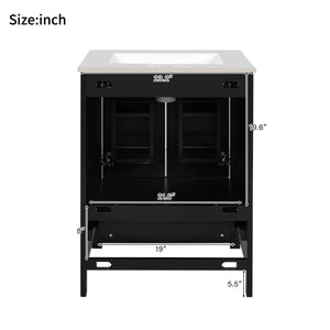 Bathroom Vanity With Integrated Undermount Ceramic Sink, 2 Doors And 1 Drawer, Soft Close Hinges