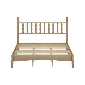 Queen Size Wood Platform Bed with Gourd Shaped Headboard