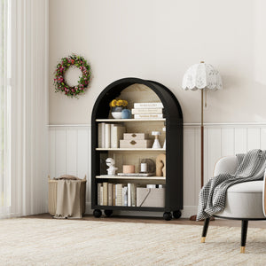 Arched 4-Tier Storage Cabinet with Carved Edges