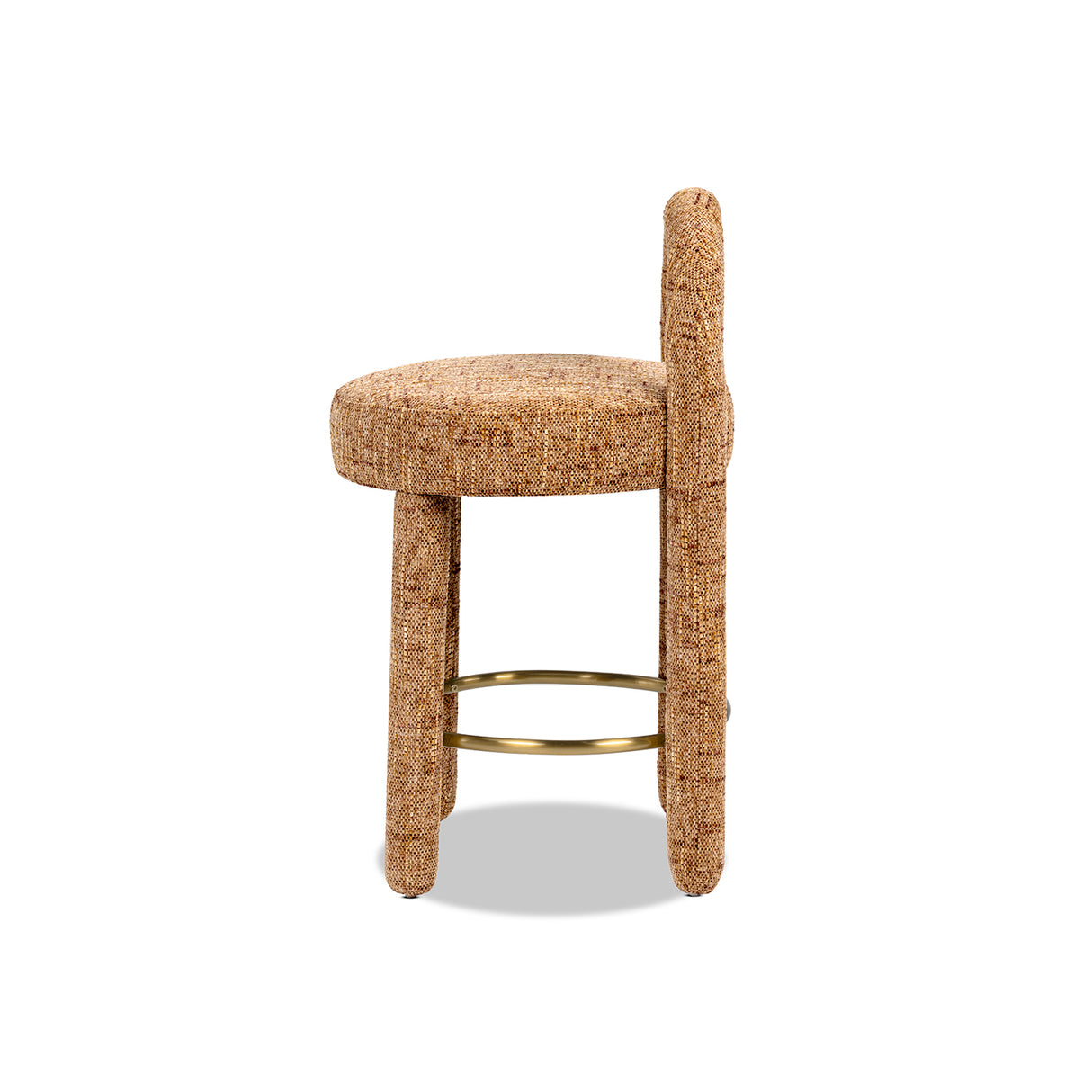 Penny Round Arched Fully Upholstered Counter Stool, Set of 2, Golden