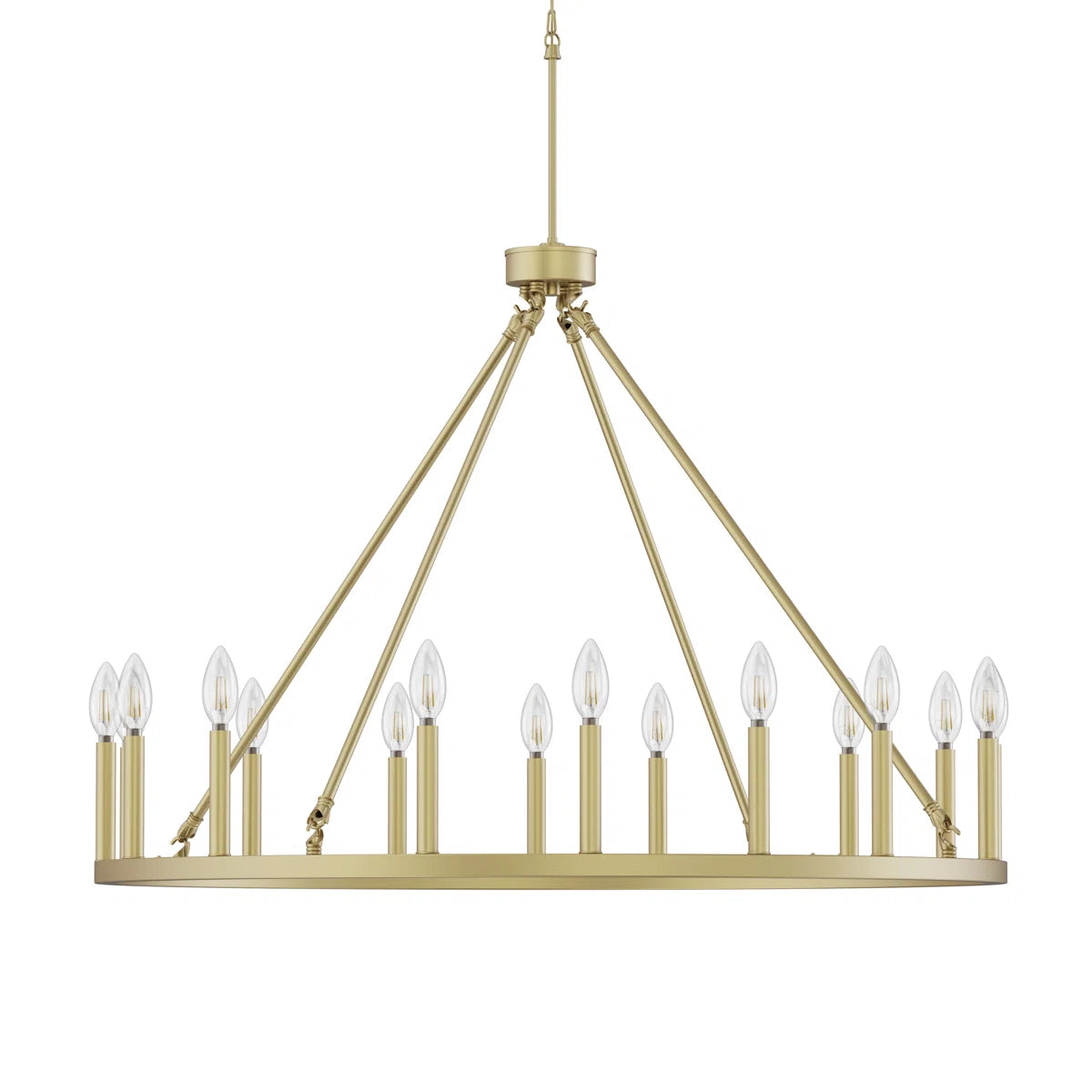 16-Light Wagon Wheel Chandelier, 39.3-Inch, Gold Metal Candle-Style