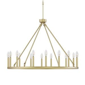 16-Light Wagon Wheel Chandelier, 39.3-Inch, Gold Metal Candle-Style