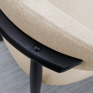 Beige Cotton-Linen Fabric Upholstered Dining Chair