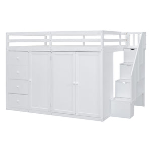 Loft Bed With Built In Wardrobes, Cabinets And Drawers