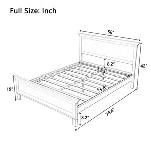 Mid-Century Modern Wood Platform Bed Frame with Headboard
