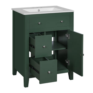 Bathroom Vanity With Basin, Rectangular Cabinet With 2 Drawers And Soft Closing Door