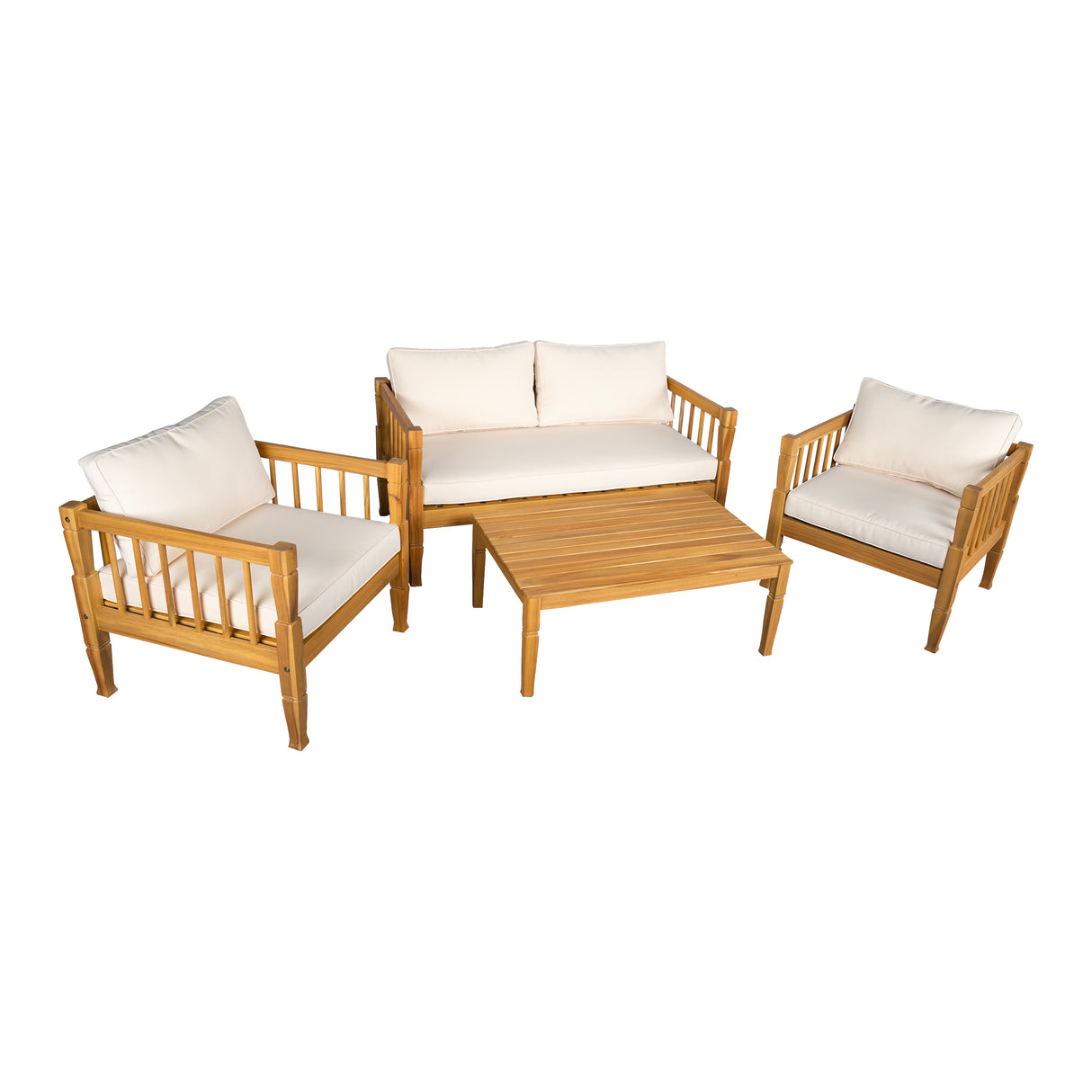 4-Piece Patio Furniture Set with Coffee Table and Cushions