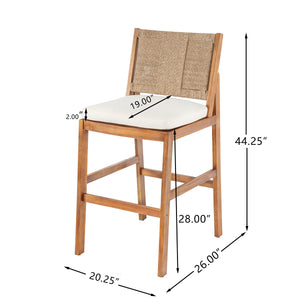 Outdoor Acacia Wood Bar Stools (Set of 2)