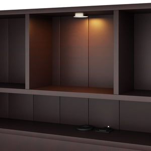Platform Bed With Bookcase Headboard, Built-In Downlight, Charging Station, And 2 Side Drawers