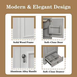 Bathroom Vanity With Sink, Soft Close Door, Adjustable U-Shaped Shelf