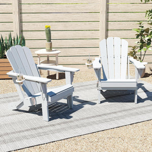 Adjustable HDPE Adirondack Chairs Set of 2 with Adjustable Backrest - White, Blue, Grey, Black