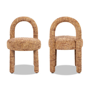 Penny Round Arched Upholstered Dining Side Chair, Set of 2, Golden