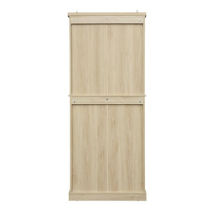 4 Door Storage Cabinet With 1 Drawer And 4 Adjustable Inner Shelves - Natural