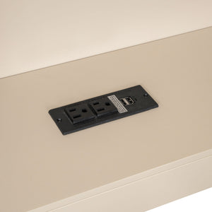 Upholstered Headboard Platform Bed With Storage Shelves, Drawers, Charging Station