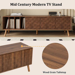 TV Stand, Cabinet For Living Room, Fits TVs Up To 80" - Walnut