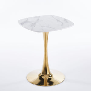 Square Tulip Dining Table For 2-4 People - Golden / White