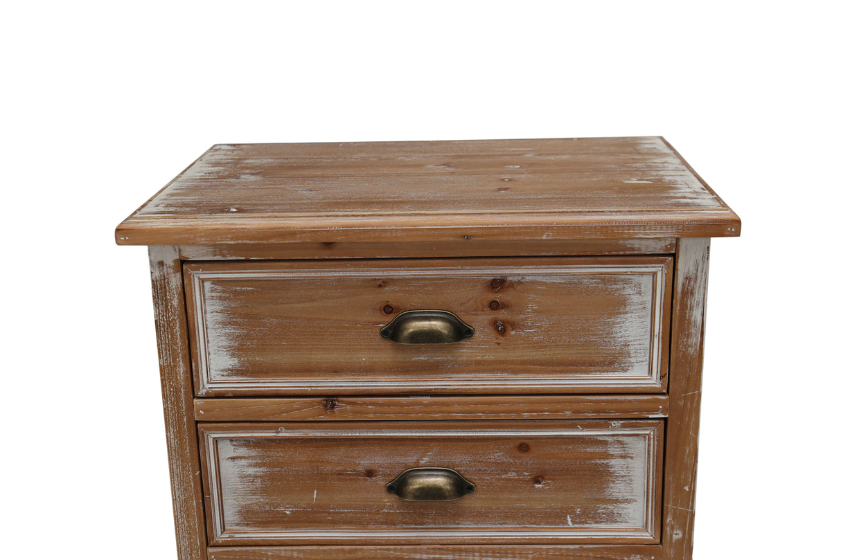 Rustic Wooden Storage Cabinet with Decorative Cutout Door & 3 Drawers