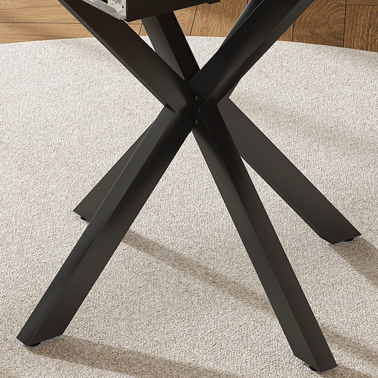 Round Dining Table With Extendable Blades, X Base