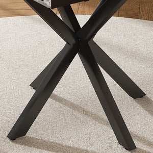 Round Dining Table With Extendable Blades, X Base