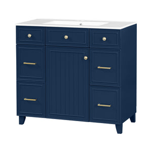 Bathroom Vanity With Ceramic Sink, Soft Close Doors, Adjustable Shelves