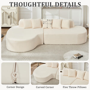110.2'' Curved Sectional Sofa with 5 Pillows - Ivory