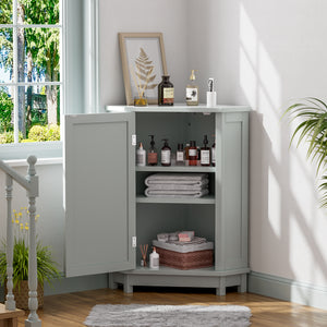 Grey Bathroom Cabinet Triangle Corner Storage With Adjustable Shelf