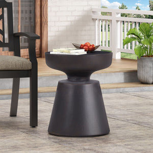 Outdoor Lightweight Concrete End Table With Half Sphere Top - Copper - Best Buy Furniture