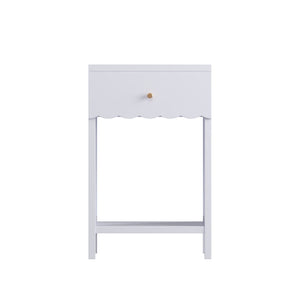 Nightstand With Drawer And Open Shelf, Scalloped Edge Bedside Table