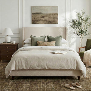 52.7" Tall Wingback Upholstered Queen Size Platform Bed Frame