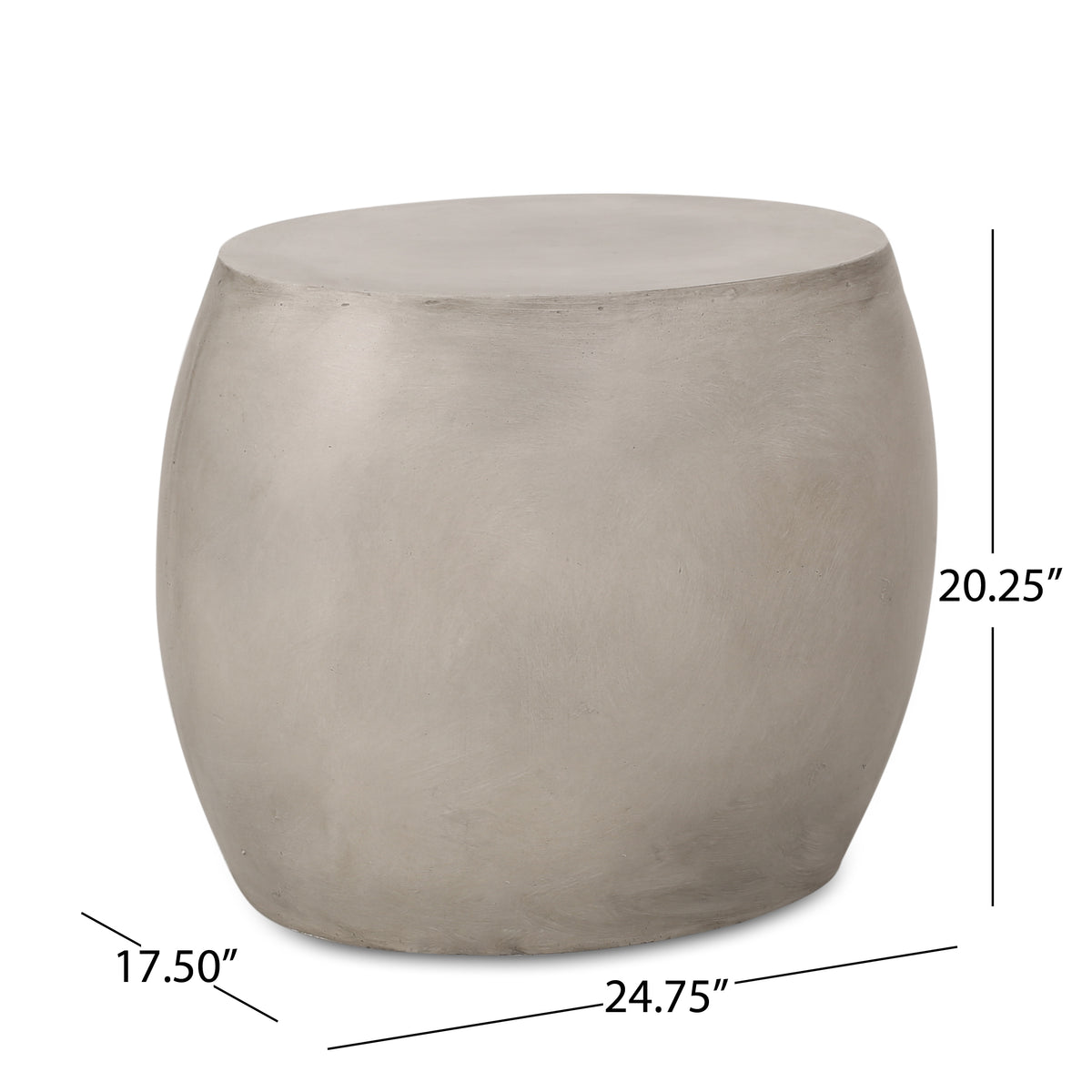 Outdoor Oval Lightweight Concrete Side Table