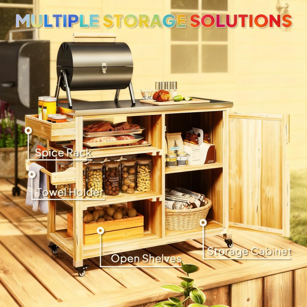 Versatile Storage Cabinets with Stainless Steel Top and Wheels