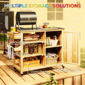 Versatile Storage Cabinets with Stainless Steel Top and Wheels