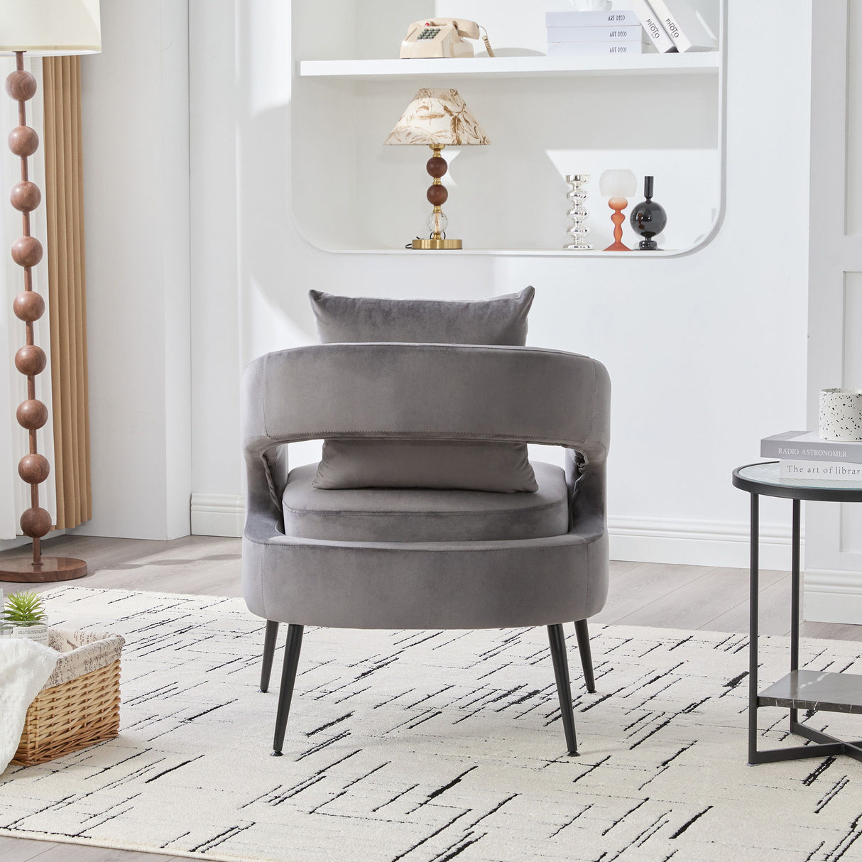 Open Back Accent Chair, Round Sofa Lounge Armchair