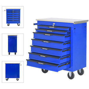 7 Drawers Multifunctional Tool Cart with Wheels - Blue & Black