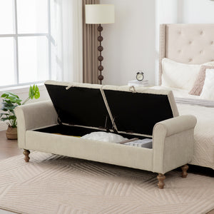 65.75" Wide Modern Upholstered Storage Bench