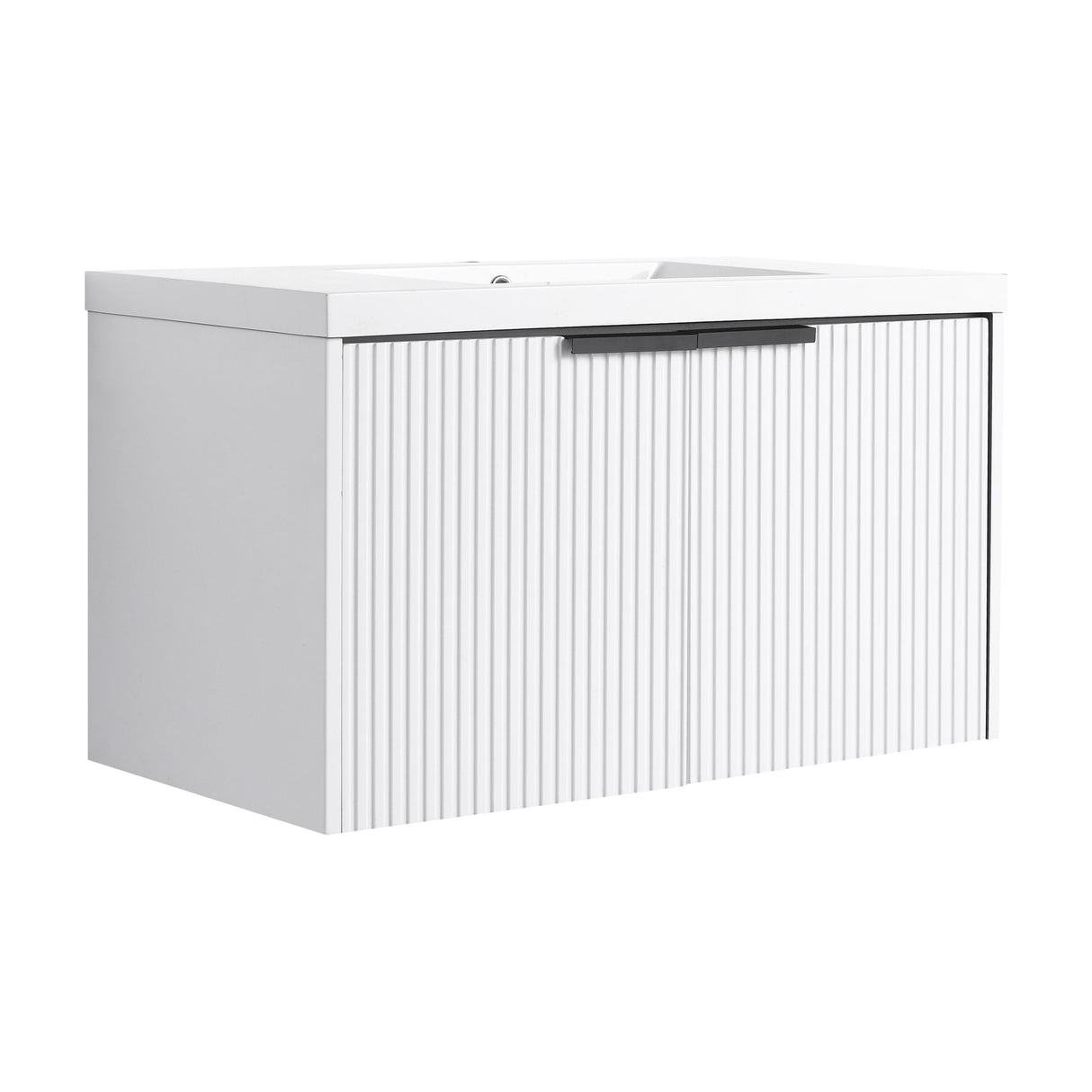 Contemporary Wall Mounted Bathroom Vanity With Resin Double Sink