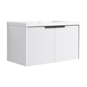 Contemporary Wall Mounted Bathroom Vanity With Resin Double Sink