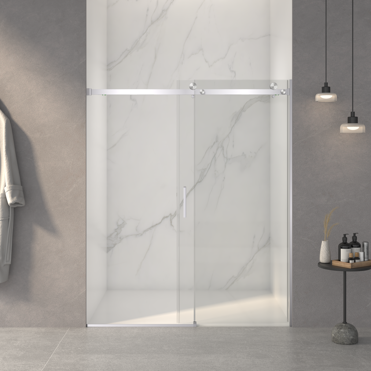 Frameless Sliding Shower Door - 56-60"W x 72"H