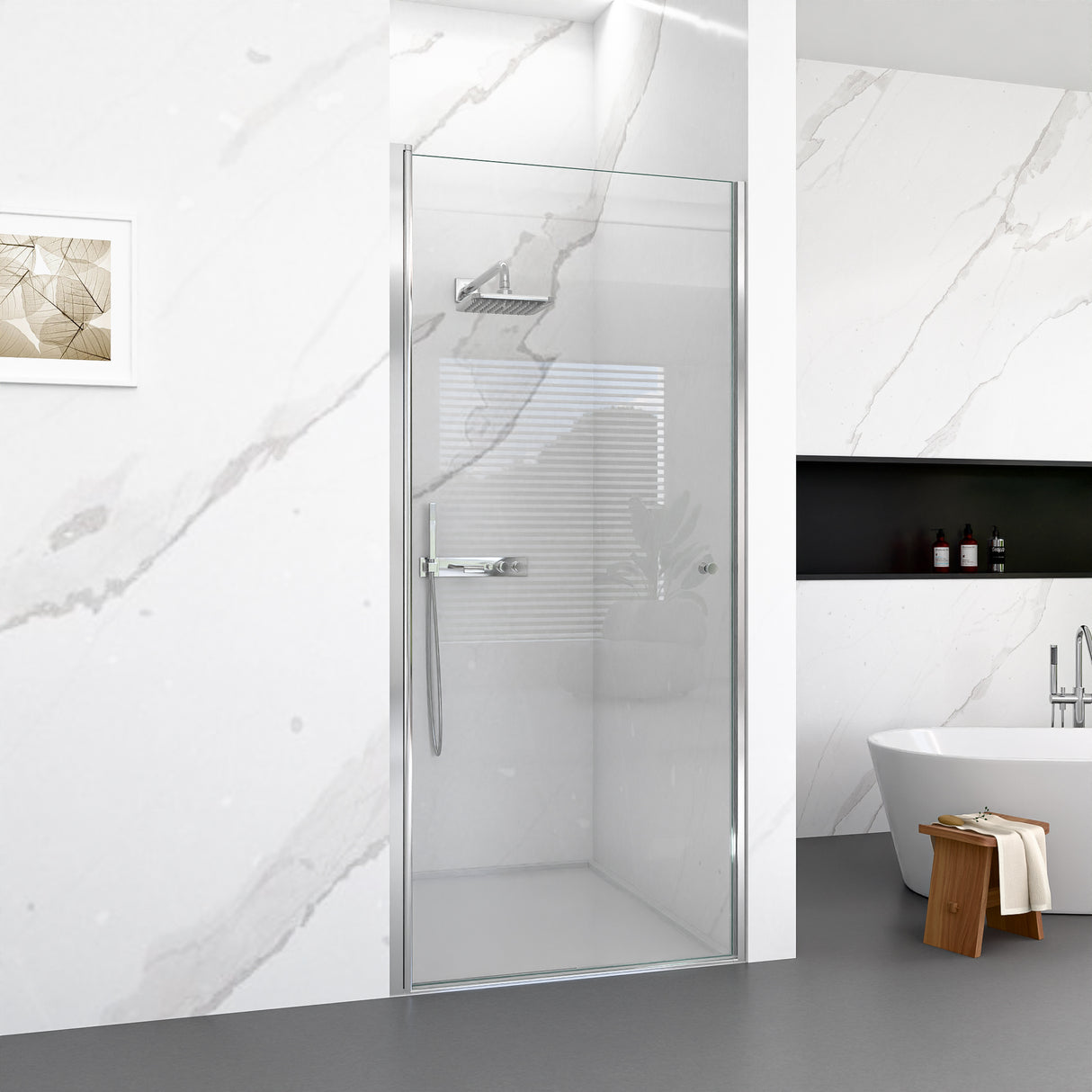 30"W x 72"H Frameless Circular Pivot Shower Door