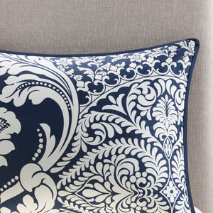 7 Piece Cotton Printed Comforter Set Indigo Queen