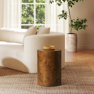 Nebula 22' Accent Pillar Side Table, Medium Brown Walnut Burl Wood