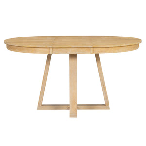 Dining Set With Leaf Round Table And 4 Upholstered Chairs