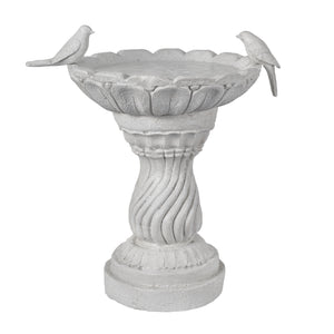Garden Bird Bath Statue with Decorative Basin - Resin - 16.54" High