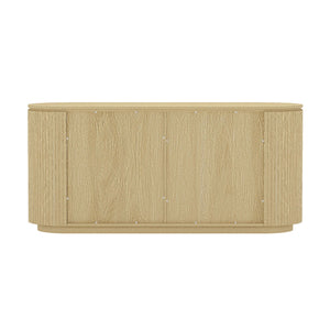 Olivia - Sideboard With 4 Adjustable Shelves With Handle Free Doors And Rounded Edges - Oak