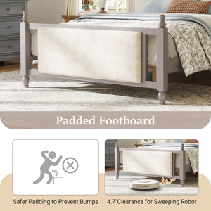 Queen Size Upholstered Platform Bed with Button Tufted Headboard