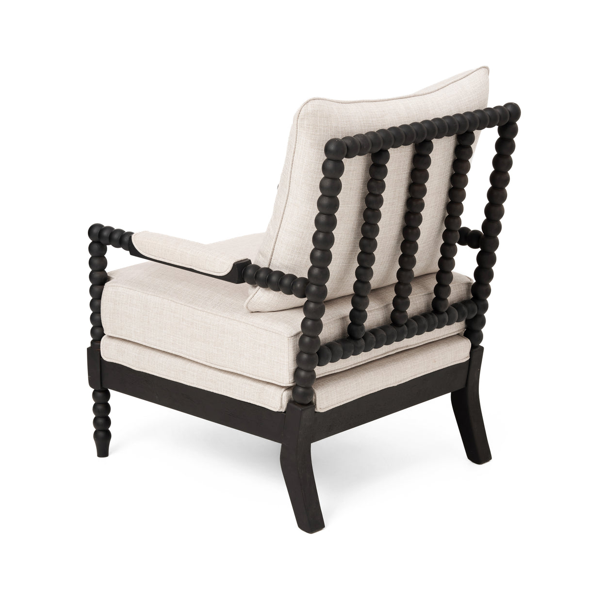 Rubber Wood Accent Chair with Upholstered Fabric
