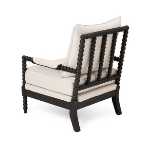 Rubber Wood Accent Chair - Upholstered Fabric Leisure Chair