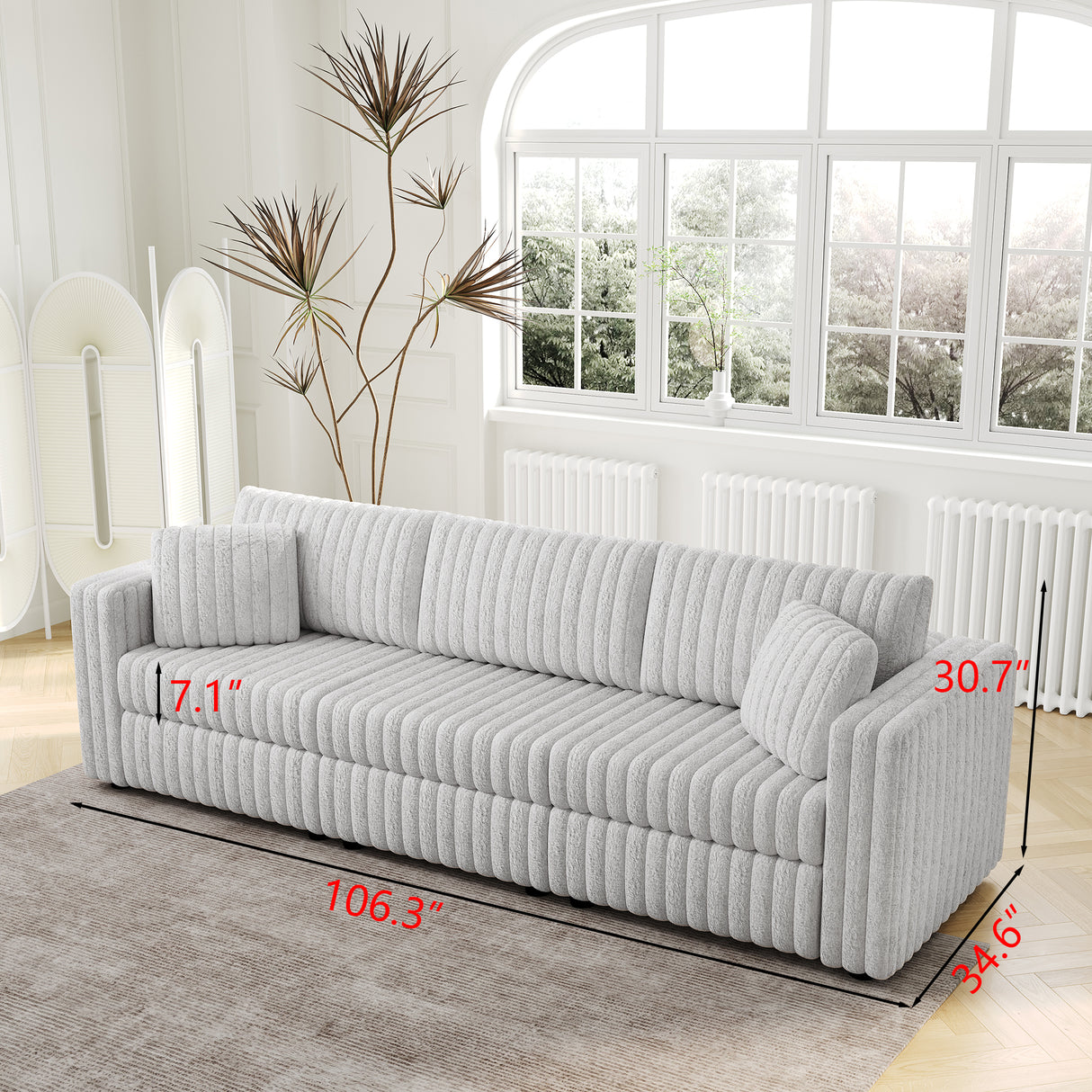 106.3" Soft Modular 3-Person Sofa