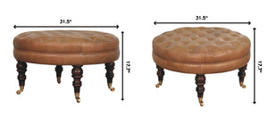 Buffalo - Round Ottoman With Castor Legs - Brown