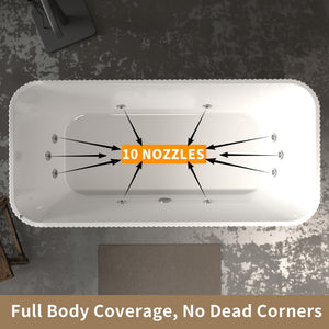 67" Rectangle Linear Acrylic Massage Whirlpool Freestanding Bathtub
